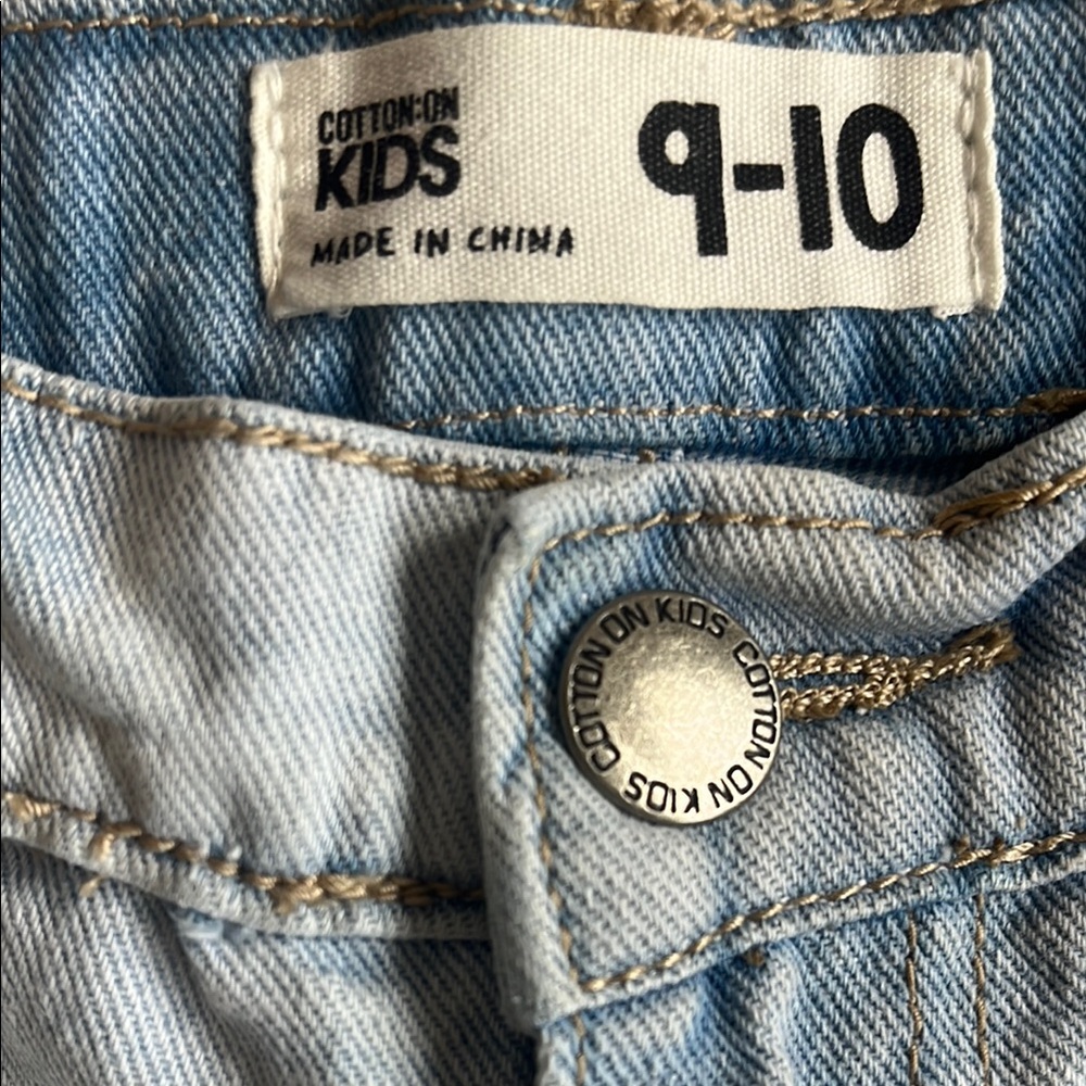 Cotton On Light Blue Jean Distressed Frayed Hem Shorts. Size 9-10 - Picture 2 of 5